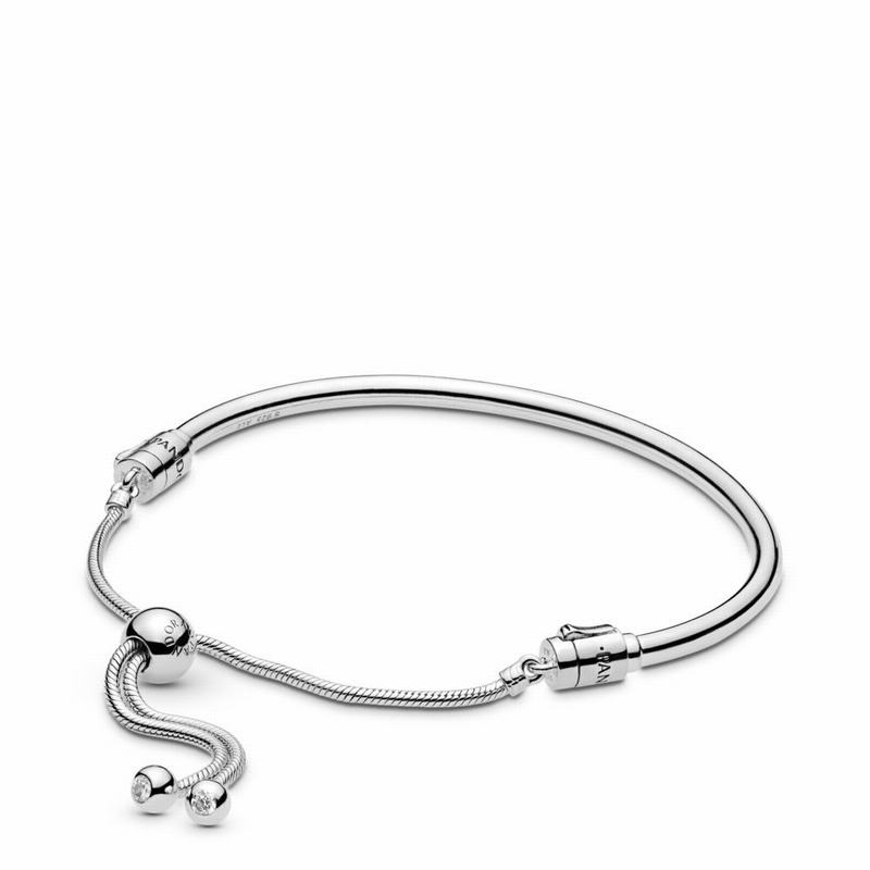 Pandora Sliding Bangle Bracelet - Sterling Silver/Silicone/Cubic Zirconia - Canada | SR3814UG